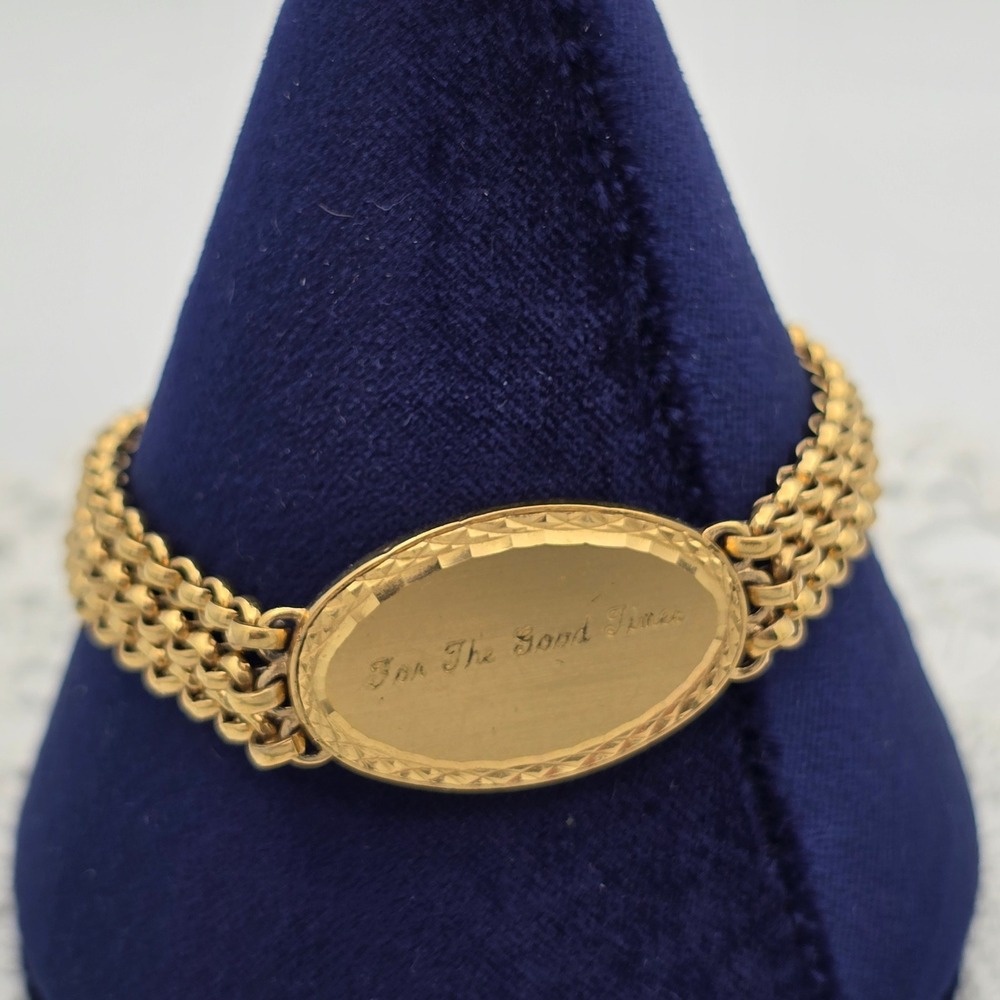 Speidel Vintage Gold Plated ID Bracelet For The Good Times Triple Rolo Chain